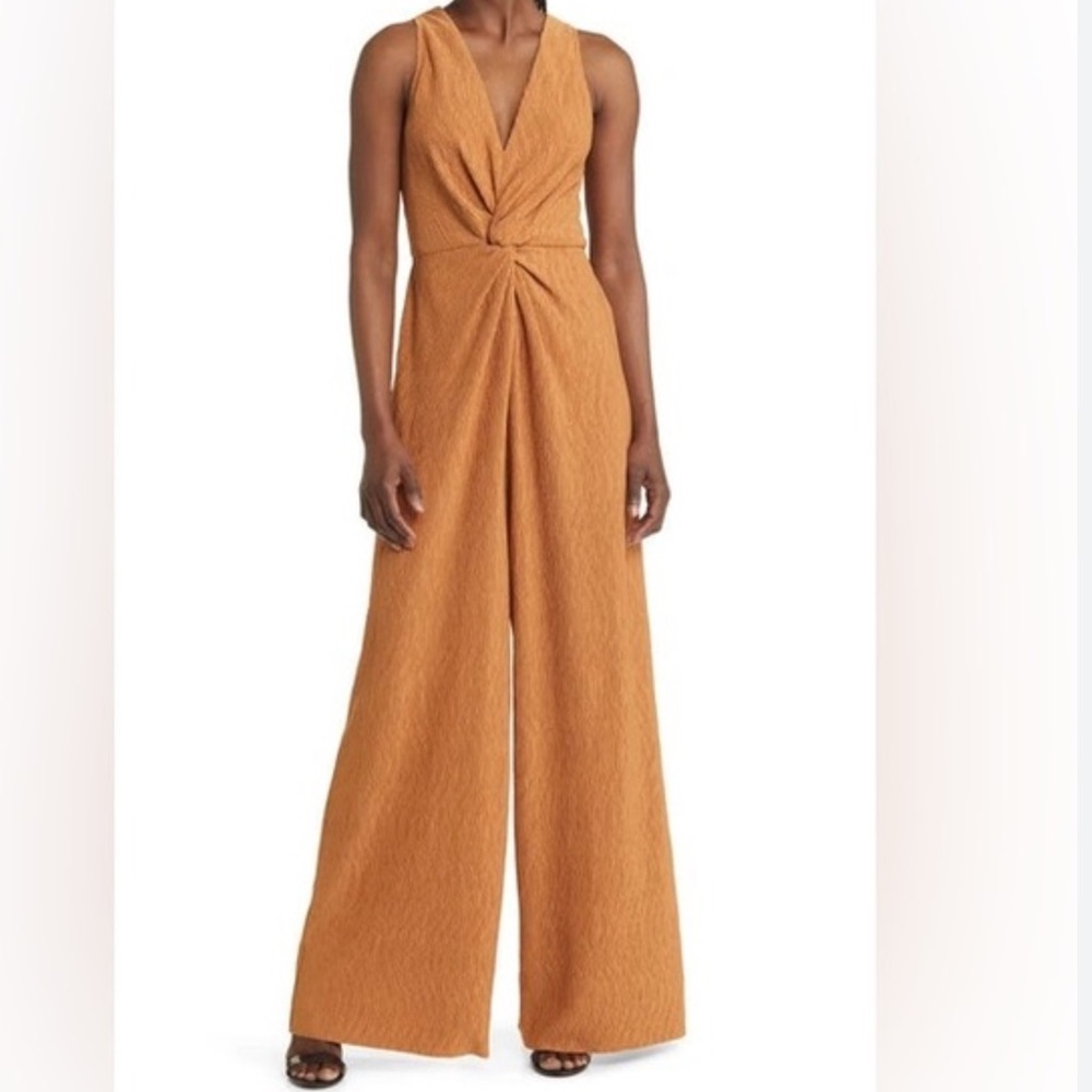 Floret Studios Plisse Sleeveless Wide Leg Jumpsuit Size L Women Color Copper